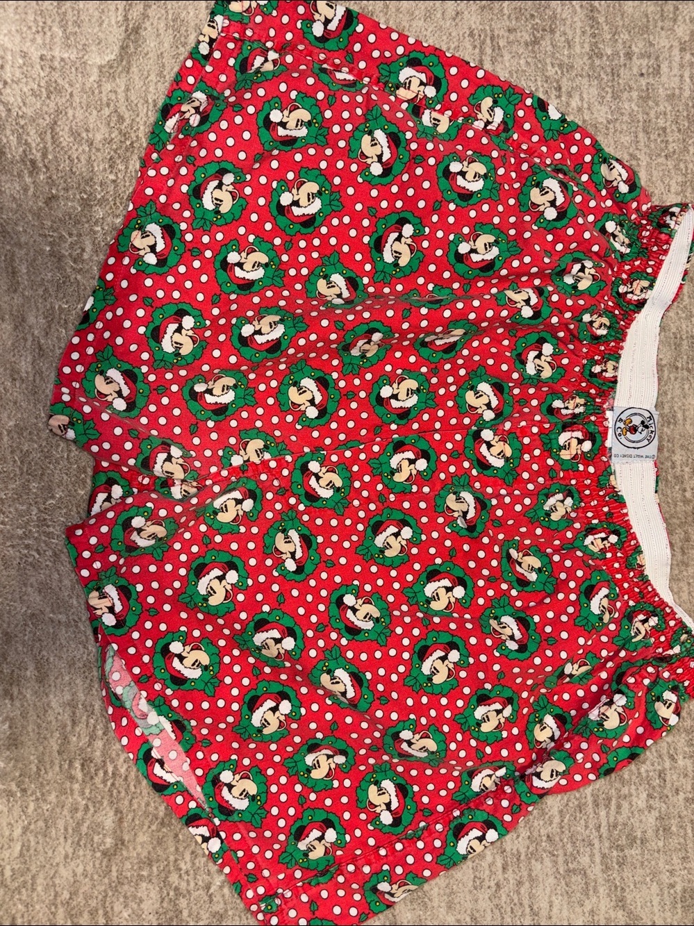 Vintage Mickey & Co Christmas Boxer shorts Santa Mickey wreaths red polka dot
